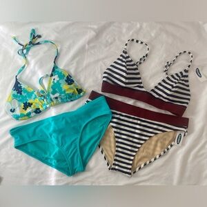 Old Navy Striped and Floral Bikini Set